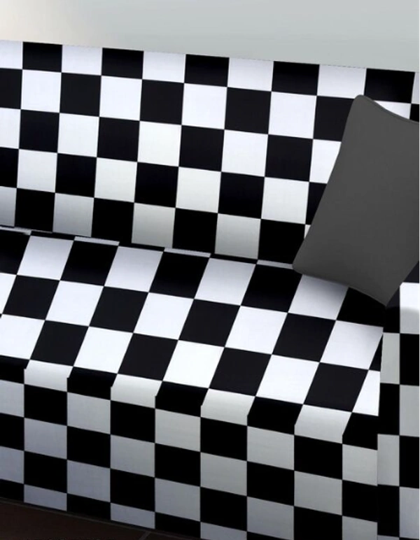 High density stretch fabric with elastic corners provides a perfect wrinkle free fitting as the Singlecover - Black & White, Polyster, Multipack 1, Single Seater